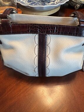 Brighton Two-Tone Cream and Dark Brown Leather Shoulder Bag